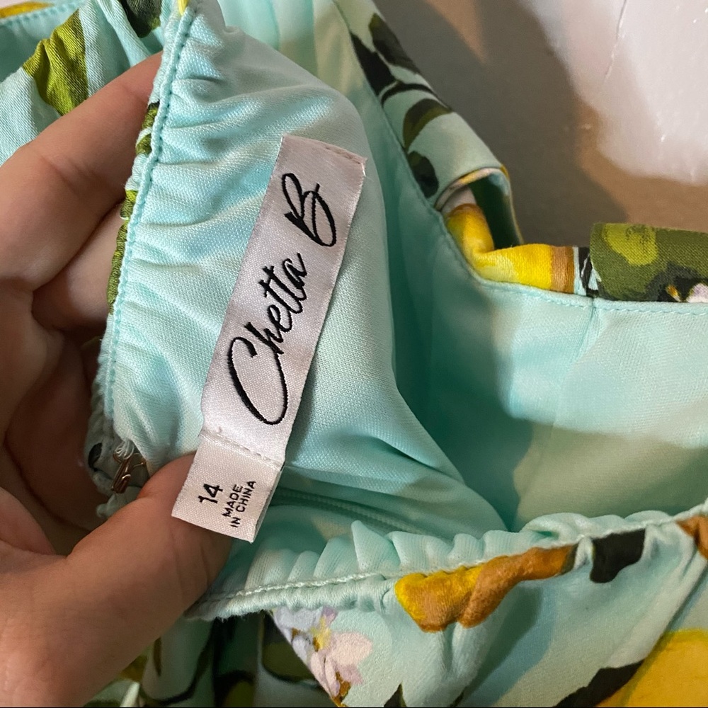 Chetta B Lemon Print Midi Dress - Green and Yellow - Picture 7 of 8